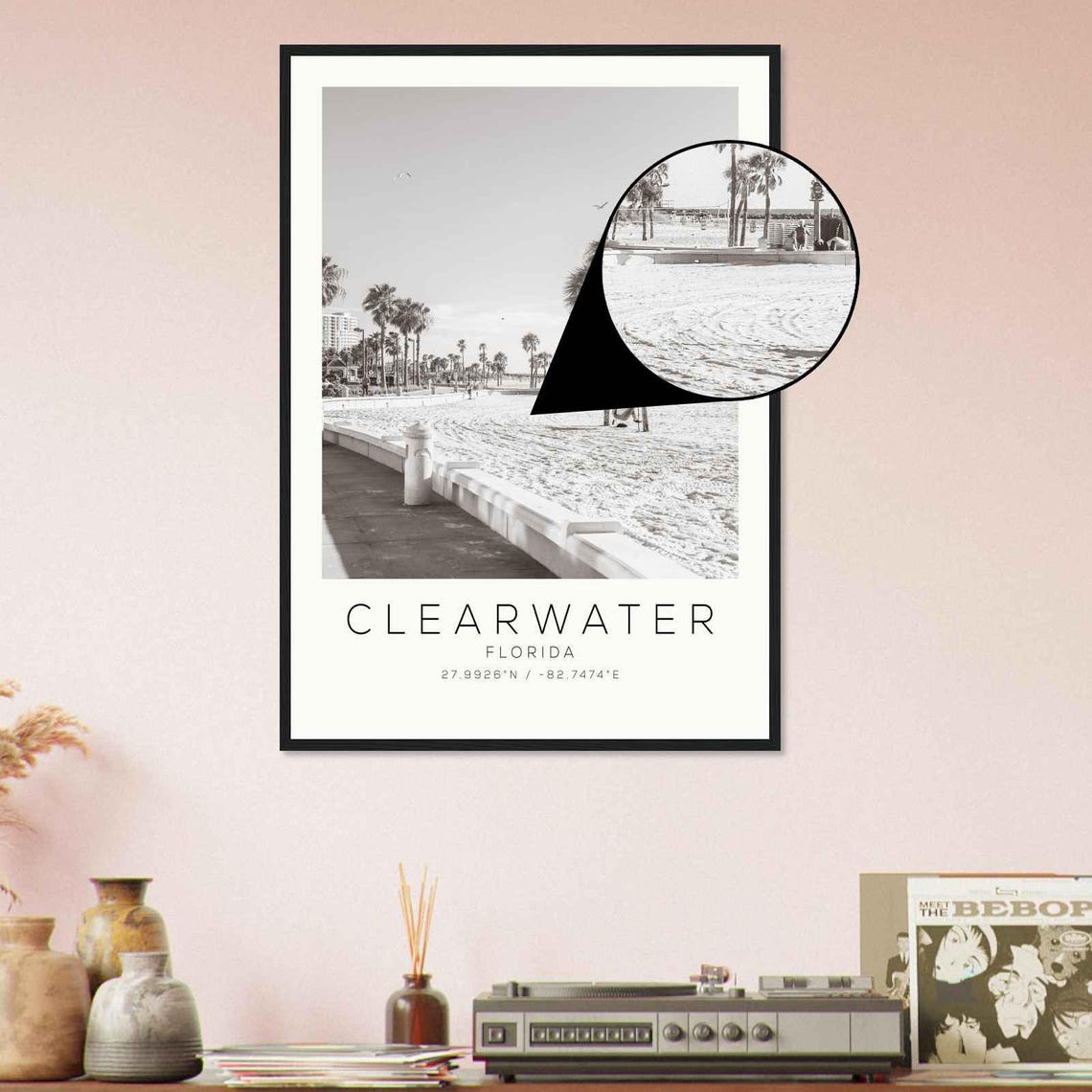 Clearwater Florida Palm Lined Beach Boardwalk White Sand Poster - Image 4