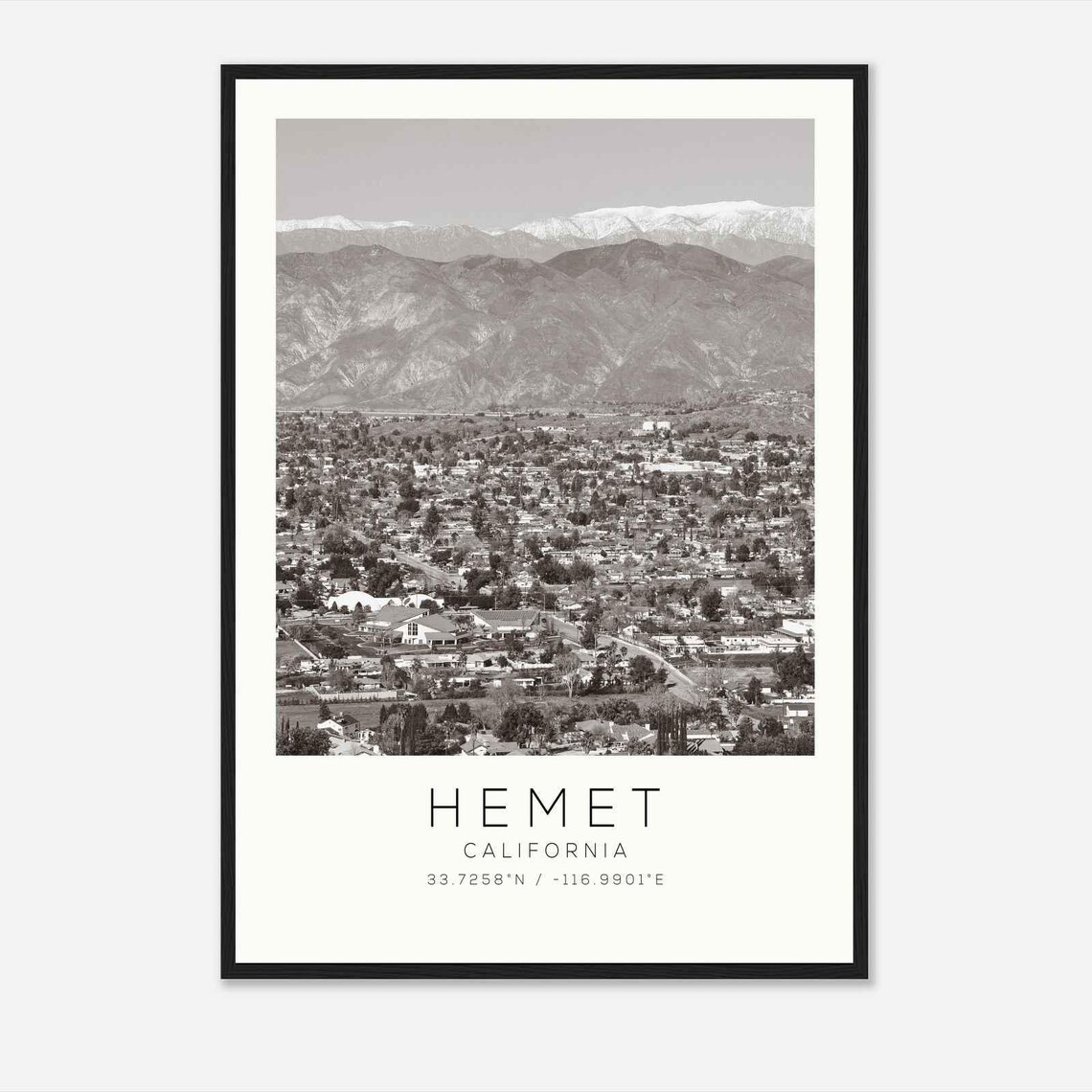 Hemet California Valley Mountain View Black White Photo Poster