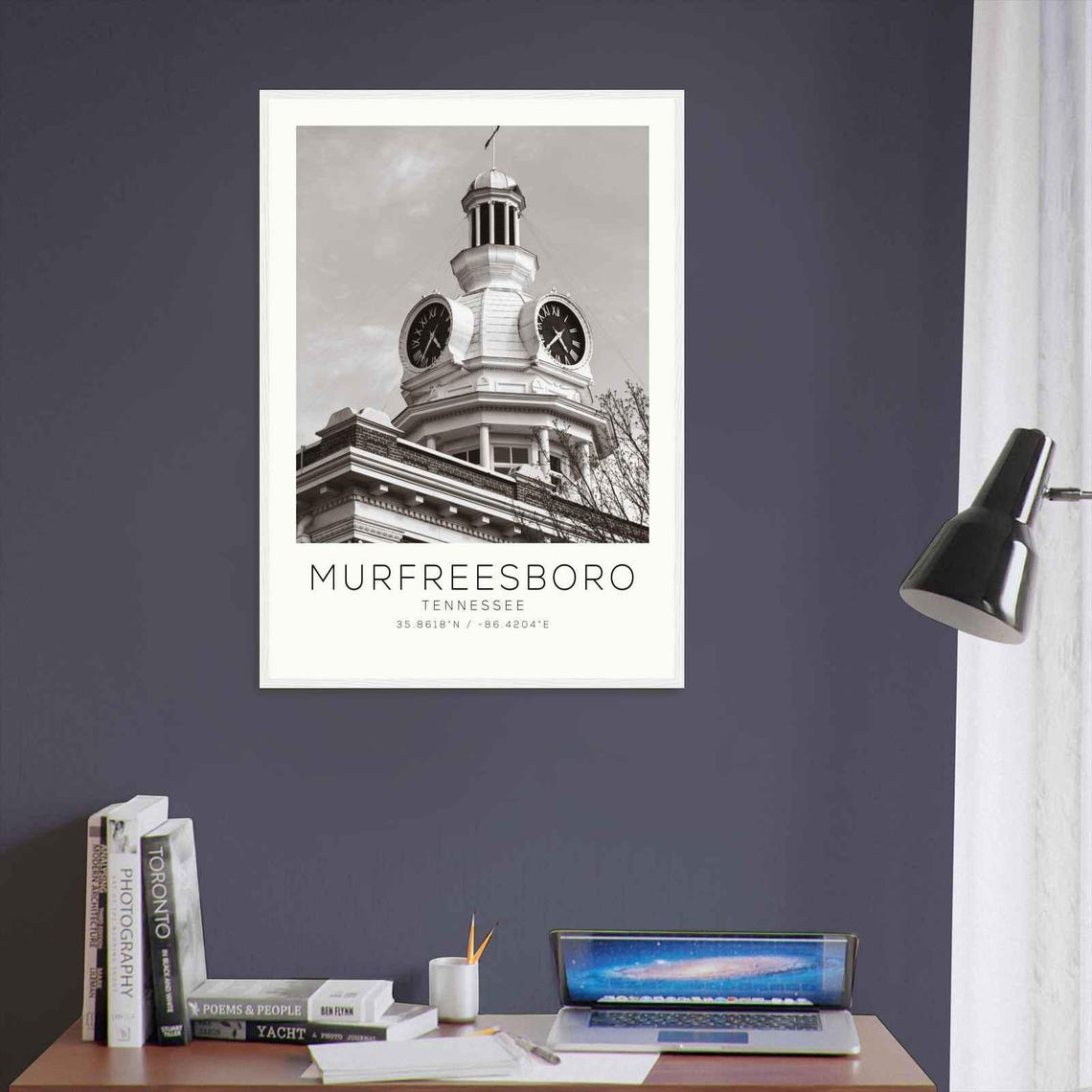 Murfreesboro Tennessee Historic Clock Tower Minimalist Travel Poster - Image 3