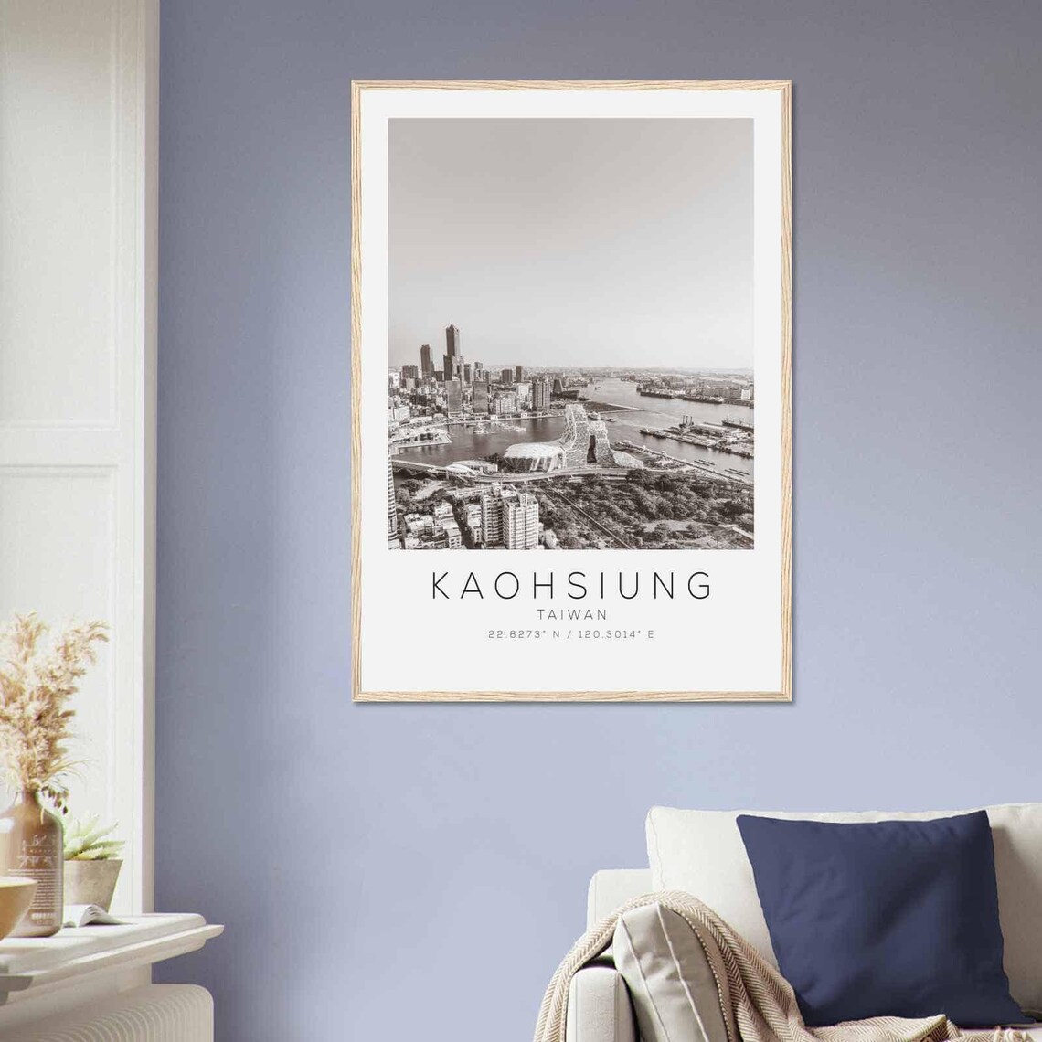 Kaohsiung Taiwan Travel Photo Poster Bw Kaohsiung Travel Print Minimalist Travel Poster Print - Image 2
