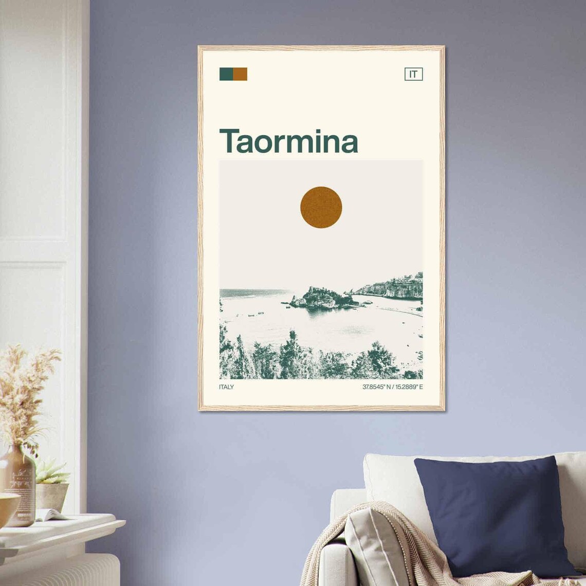 Taormina Italy Sicily Bay Coastline Vintage Style Travel Poster - Image 2