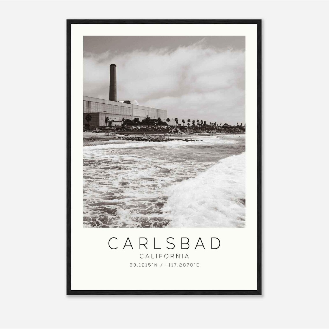 Carlsbad California Power Plant Surf Waves Minimalist Poster