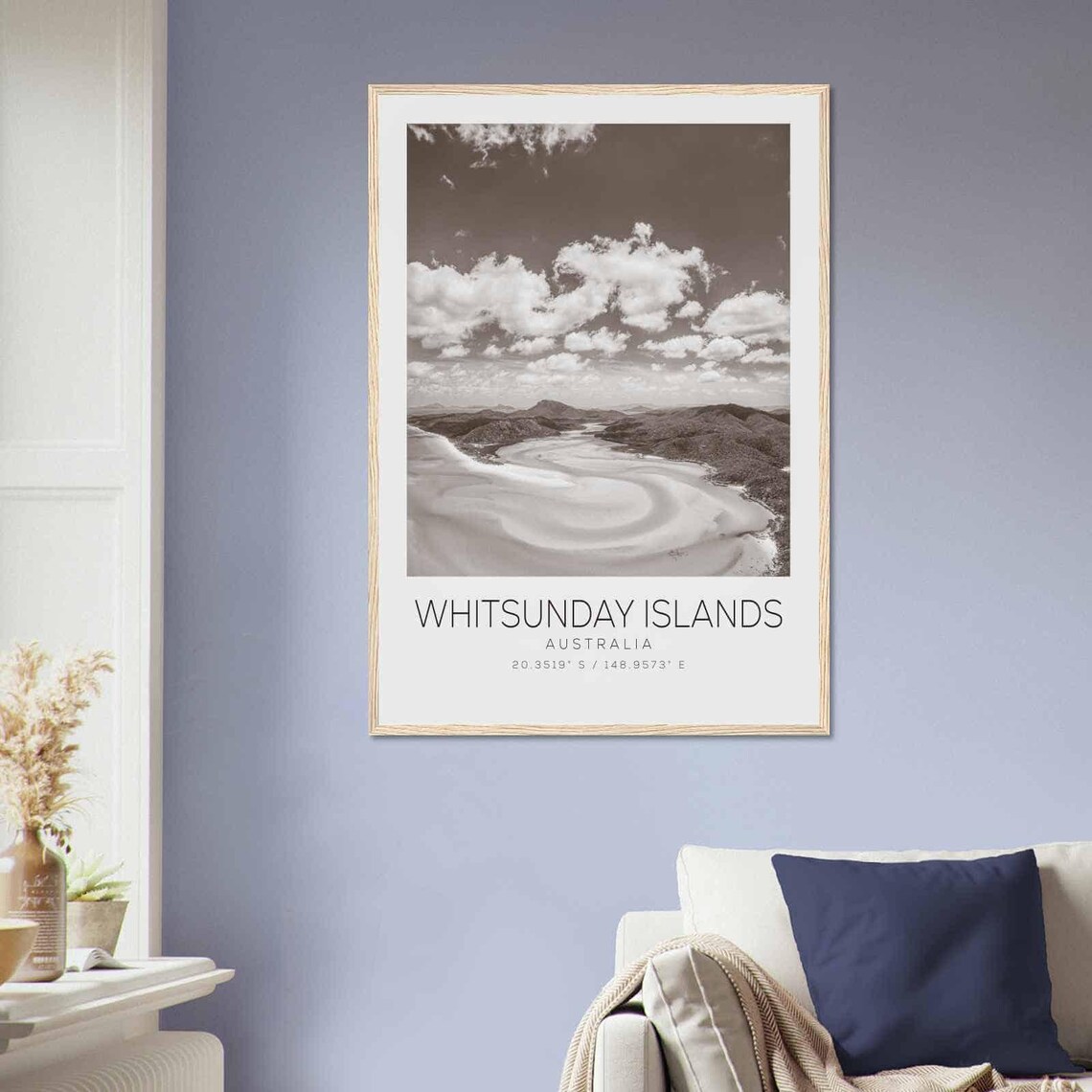 Whitsunday Islands Australia Travel Photo Poster Bw Whitsunday Islands Travel Print Minimalist Travel Poster Print - Image 2