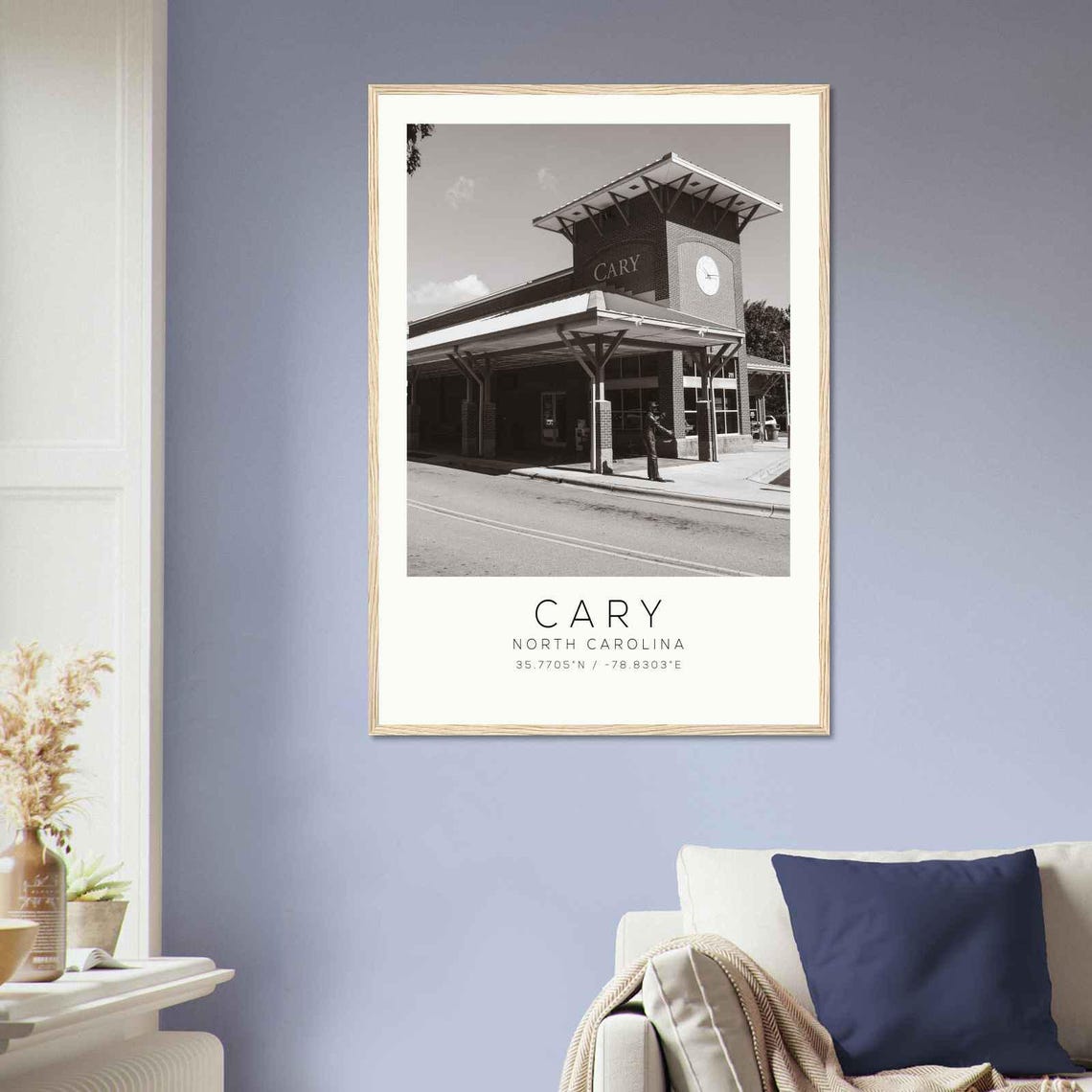 Cary North Carolina Historic Train Station Clock Tower Poster - Image 2