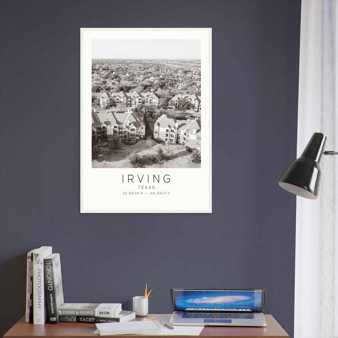 Irving Texas Suburban Neighborhood Aerial Black And White Poster - Image 3