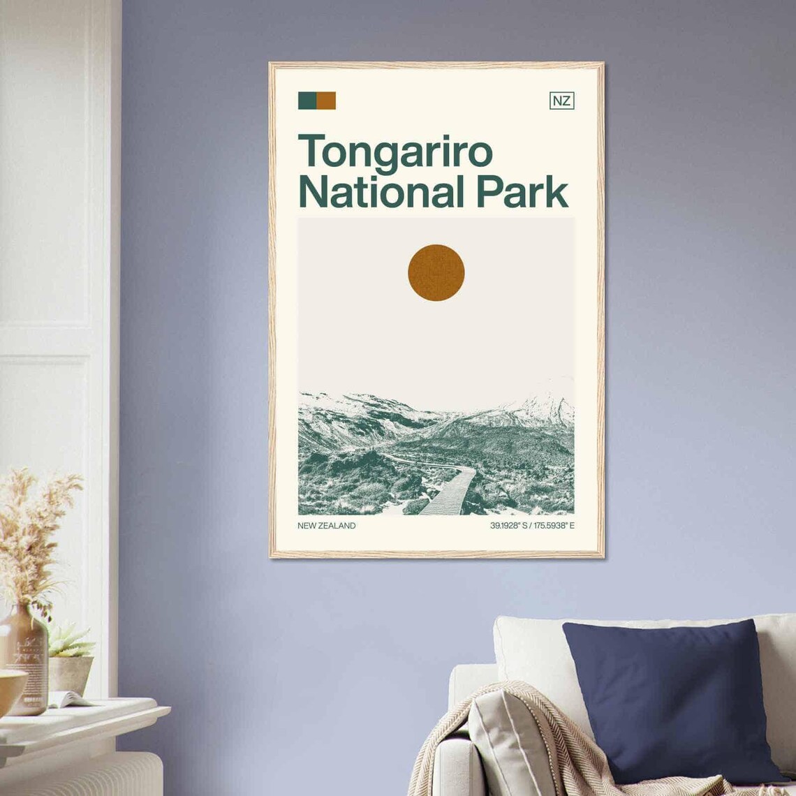 Tongariro National Park New Zealand Peaks Trail Vintage Poster - Image 2