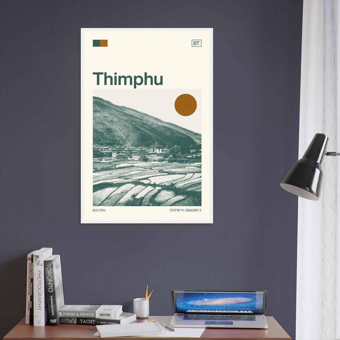 Thimphu Bhutan Himalayan Valley Fortress Vintage Travel Poster - Image 3