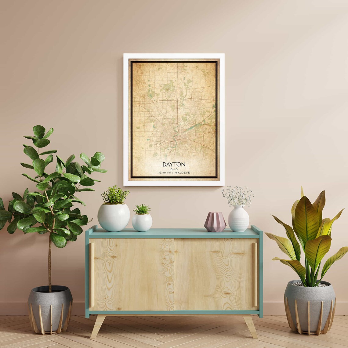 Dayton Ohio Antique Style Sepia City Street Map Print Artwork - Image 3