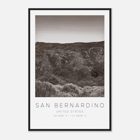 San Bernardino United States Black and White Mountain Photo Poster