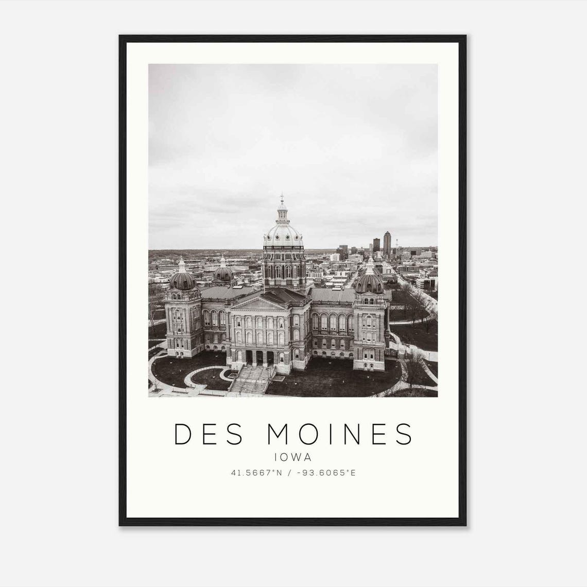 Des Moines Iowa State Capitol Golden Dome Aerial Photo Poster