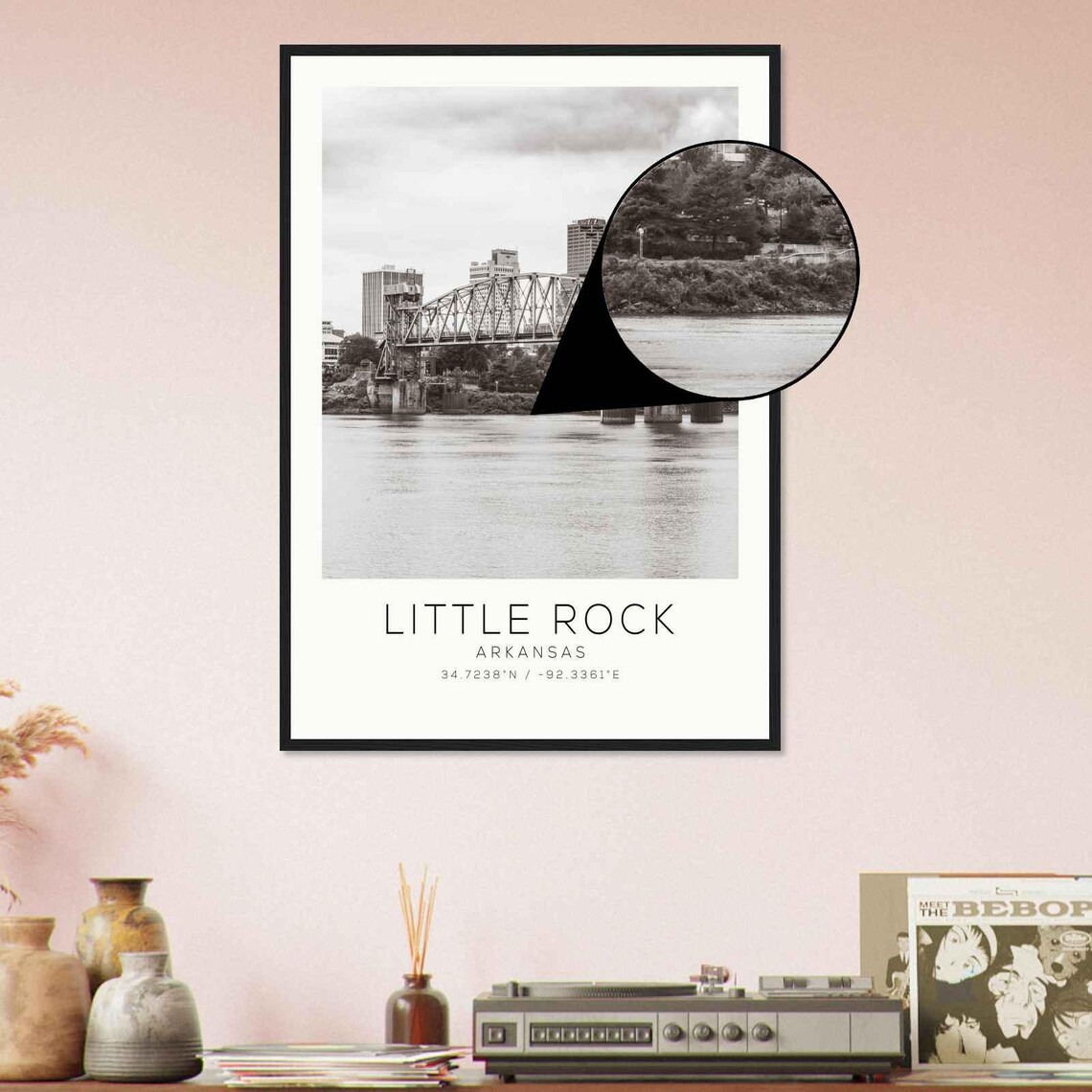 Little Rock Arkansas Steel Truss River Bridge Skyline Photo Poster - Image 4