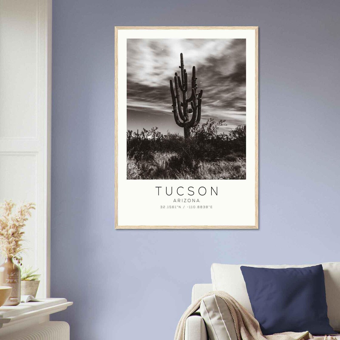Tucson Arizona Saguaro Cactus Night Sky Minimalist Photo Poster - Image 2