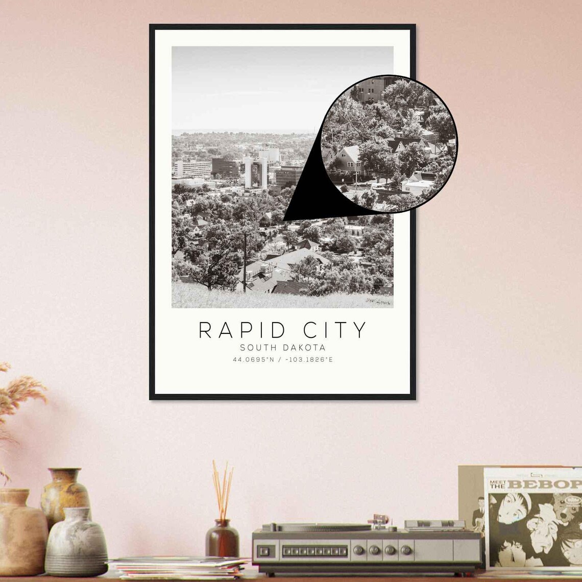Rapid City South Dakota Downtown View Black and White Photo Poster - Image 4