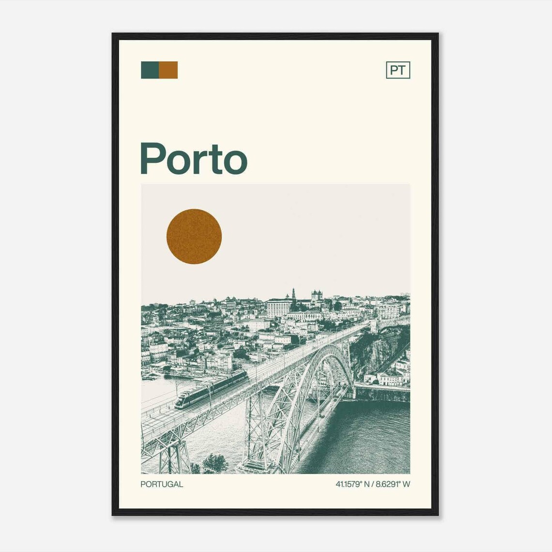 Porto Portugal Dom Luis I Bridge River Minimalist Travel Poster