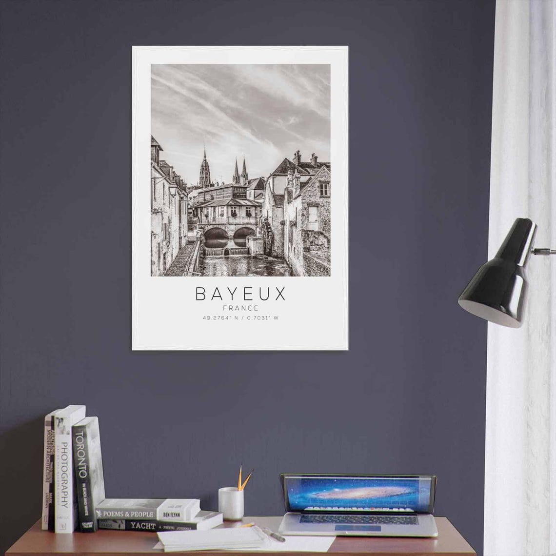 Bayeux France Travel Photo Poster Bw Bayeux Travel Print Minimalist Travel Poster Print - Image 3