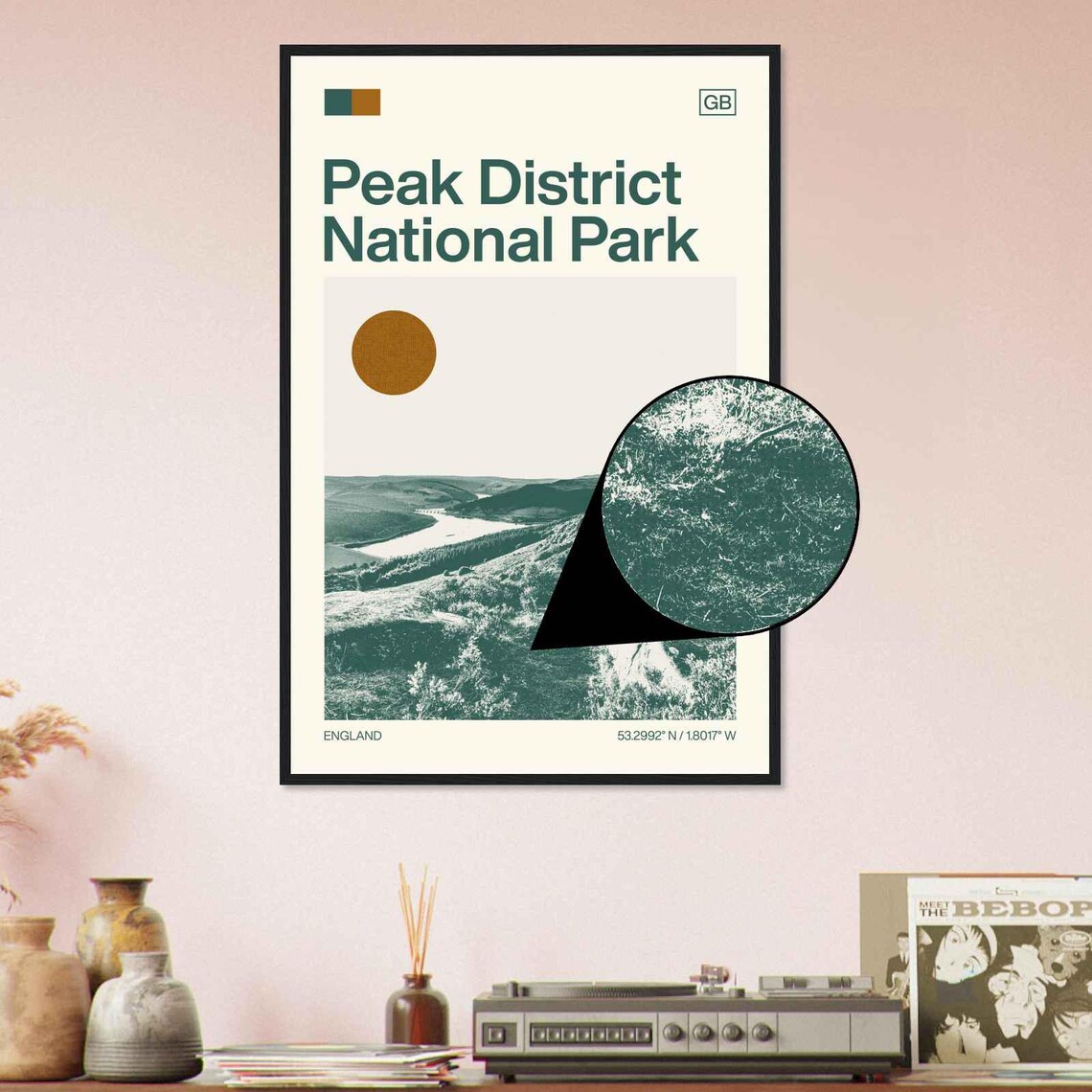 Peak District England Reservoir Valley Hills Minimalist Travel Poster - Image 4