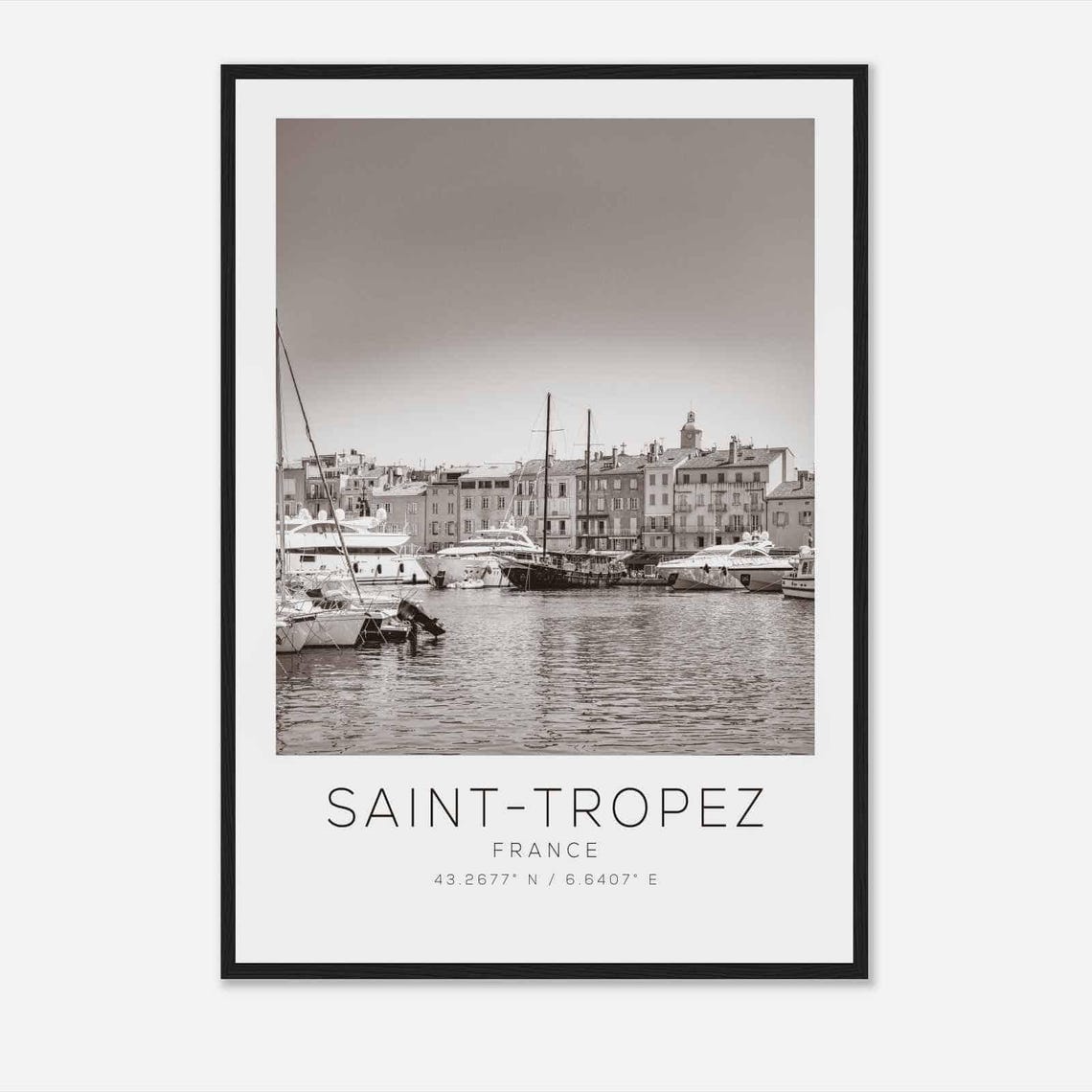 Saint Tropez France Travel Photo Poster Bw Saint Tropez Travel Print Minimalist Travel Poster Print