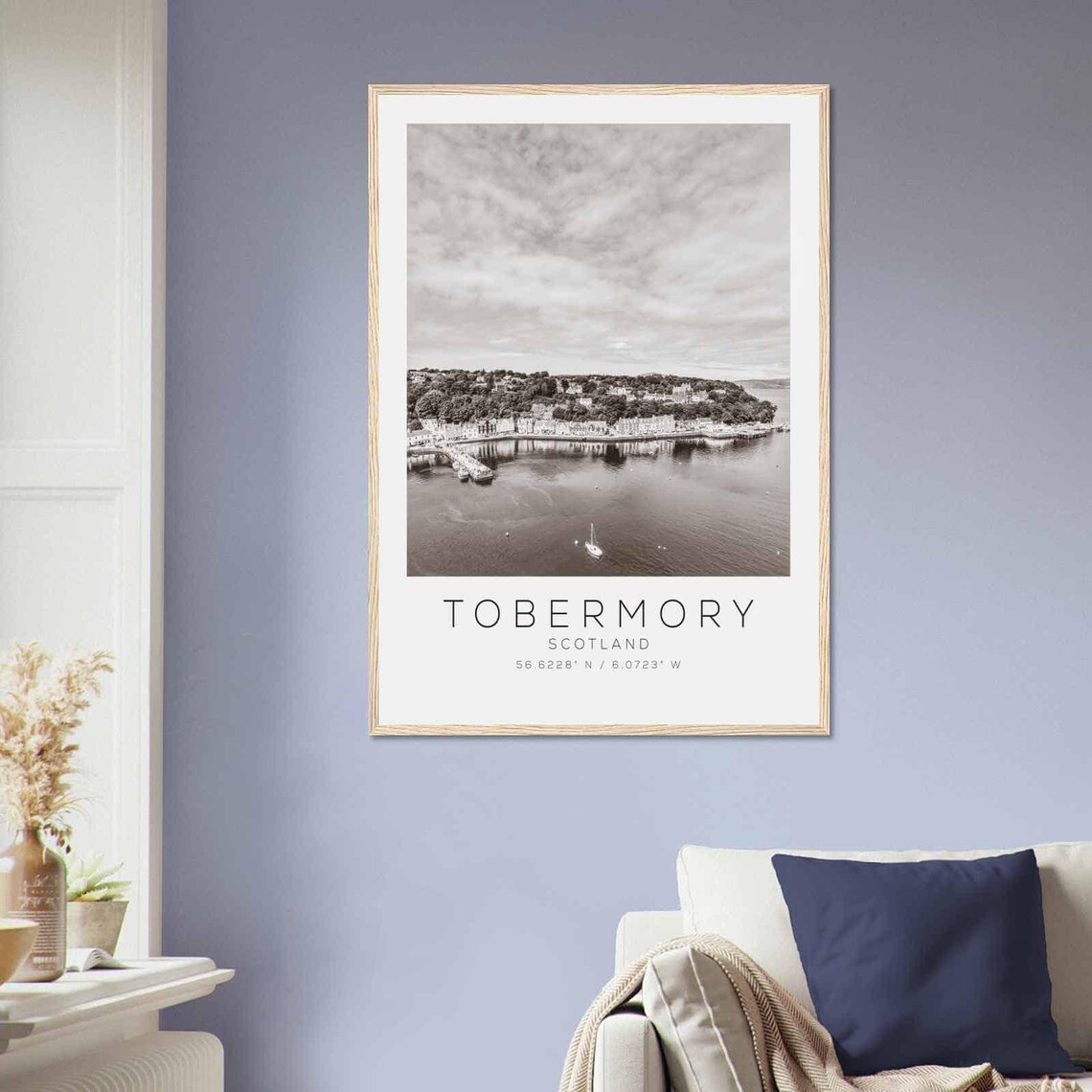 Tobermory Scotland Harbor Coastal Town Black and White Photo Poster - Image 2