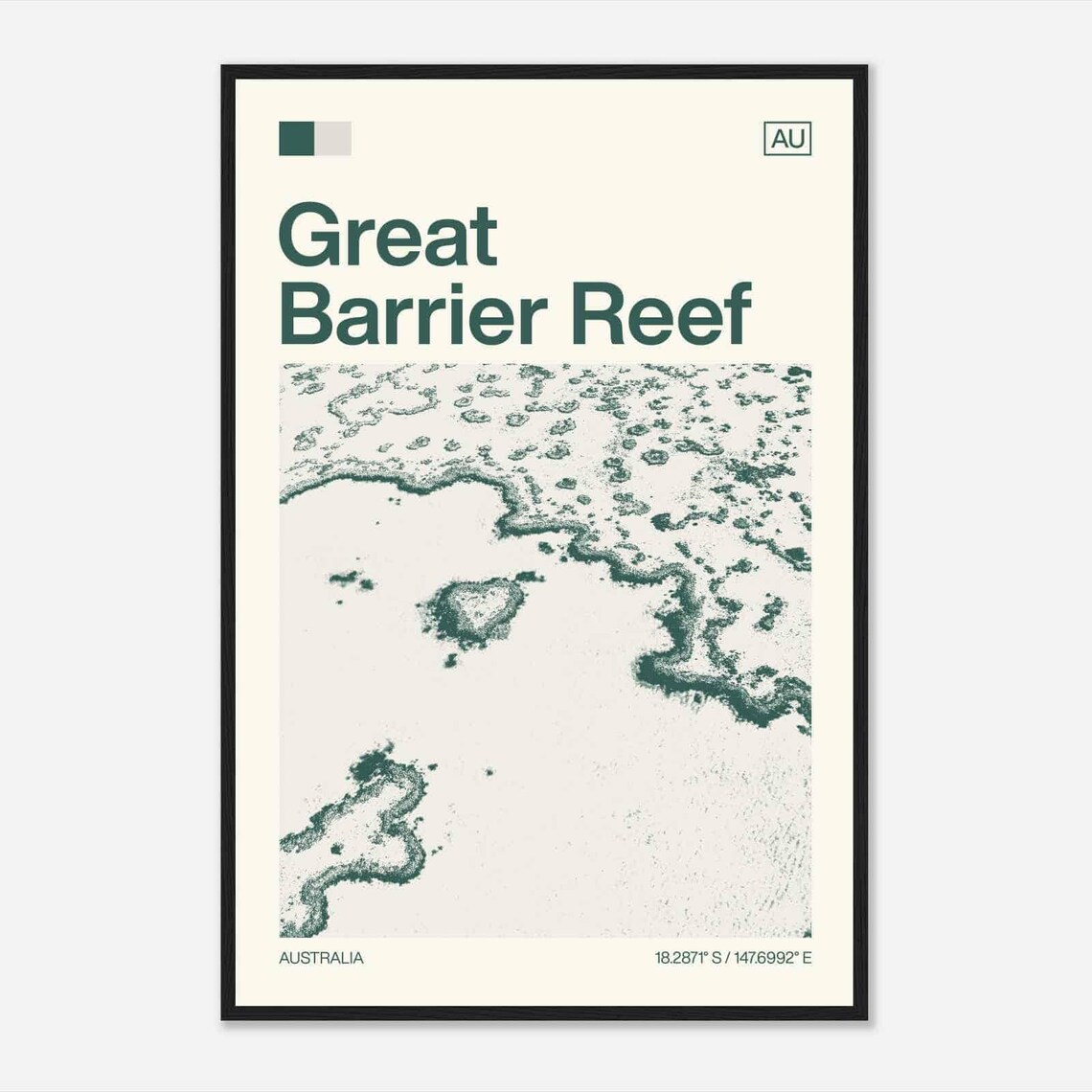 Great Barrier Reef Australia Aerial Coral Heart Reef Art Poster