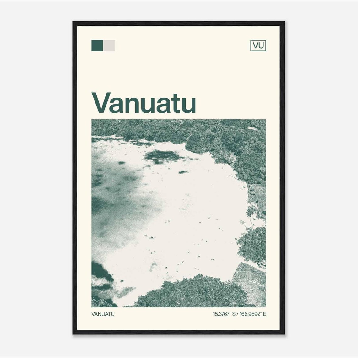 Vanuatu South Pacific Island Beach Aerial Vintage Travel Poster