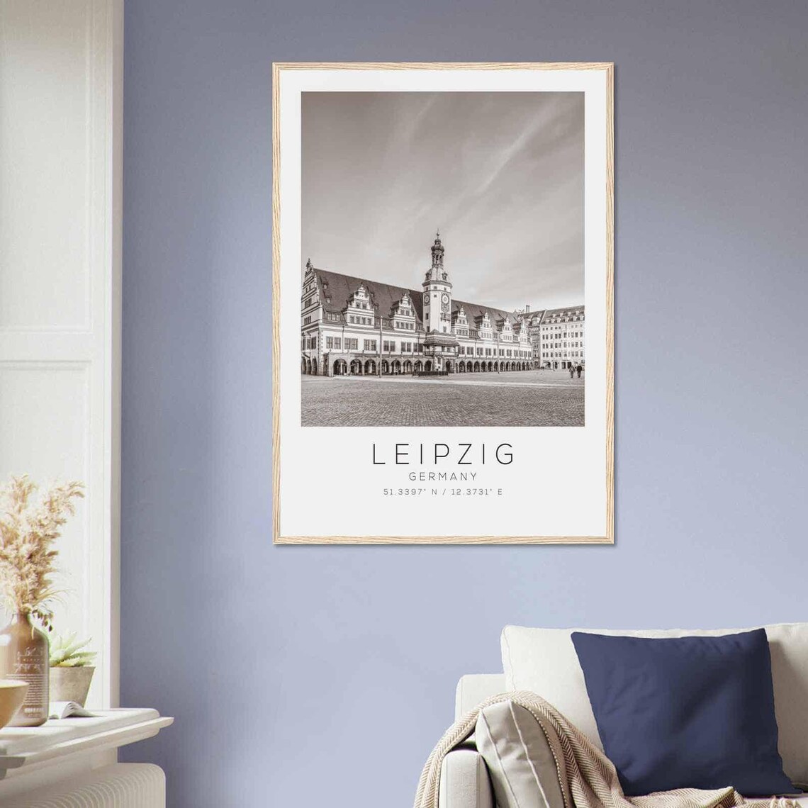 Leipzig Germany Black White Historic Market Square Town Hall Poster - Image 2