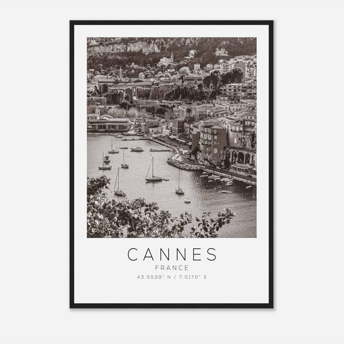Cannes France Travel Photo Poster Bw Cannes Travel Print Minimalist Travel Poster Print