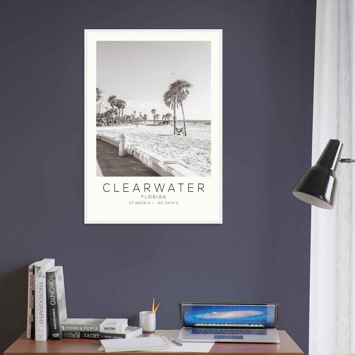 Clearwater Florida Palm Lined Beach Boardwalk White Sand Poster - Image 3