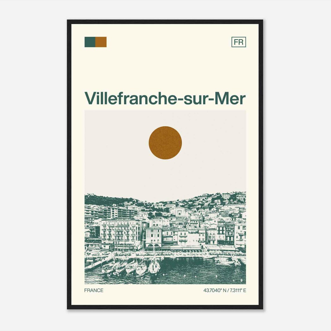 Villefranche sur Mer France Harbor Old Town Vintage Travel Poster