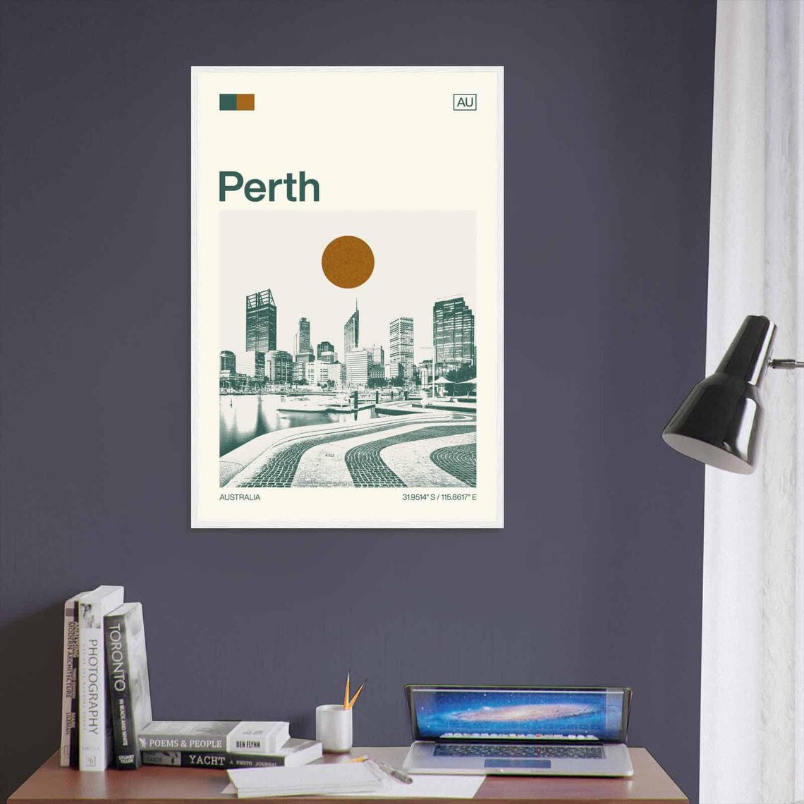 Perth Australia City Skyline Waterfront Minimalist Travel Poster - Image 3