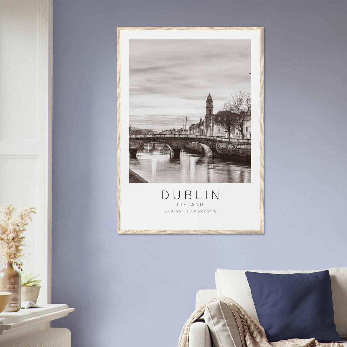 Dublin Ireland Black And White River Bridge Photography Poster - Image 2