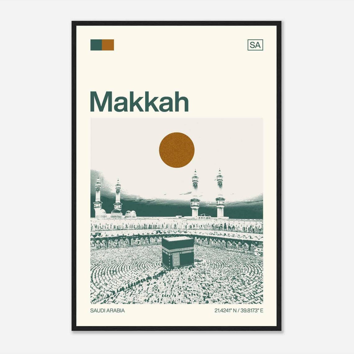 Makkah Saudi Arabia Modern Minimalist Grand Mosque Kaaba Poster