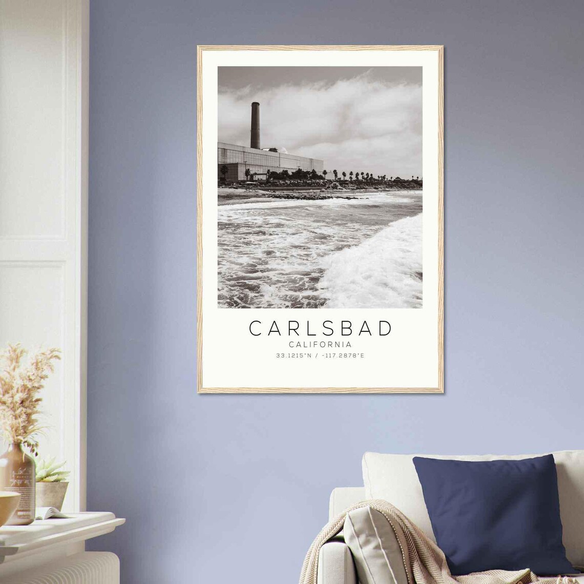 Carlsbad California Power Plant Surf Waves Minimalist Poster - Image 2