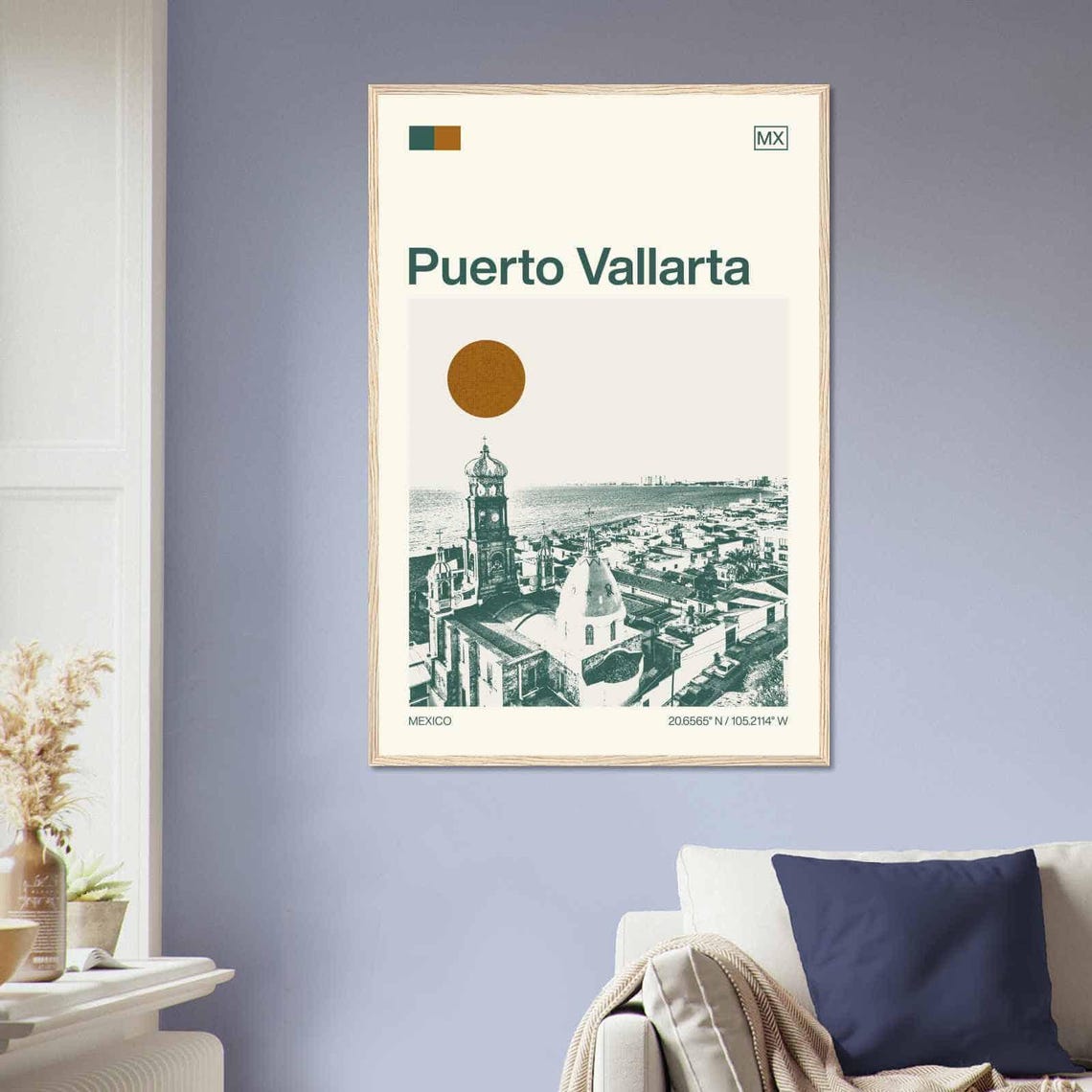 Puerto Vallarta Mexico Minimalist Monochrome Travel Photo Poster - Image 2