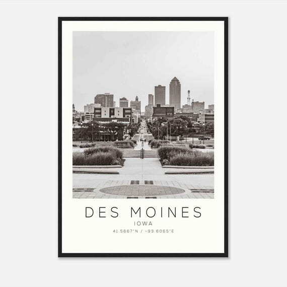 Des Moines Iowa Minimalist Travel Poster, Art Print