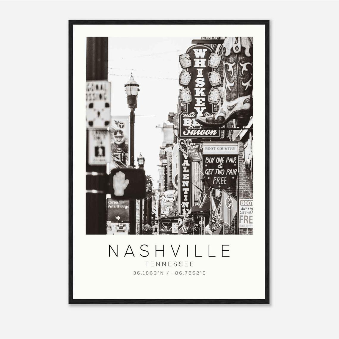 Nashville Tennessee Photo Travel Poster Nashville Travel Print Minimalist Travel Print Ds1