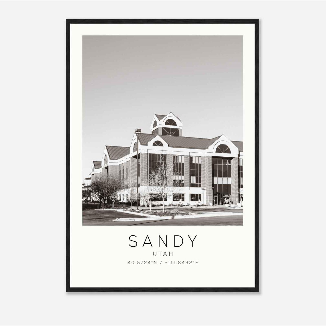 Sandy Utah City Hall Building Architecture Monochrome Poster
