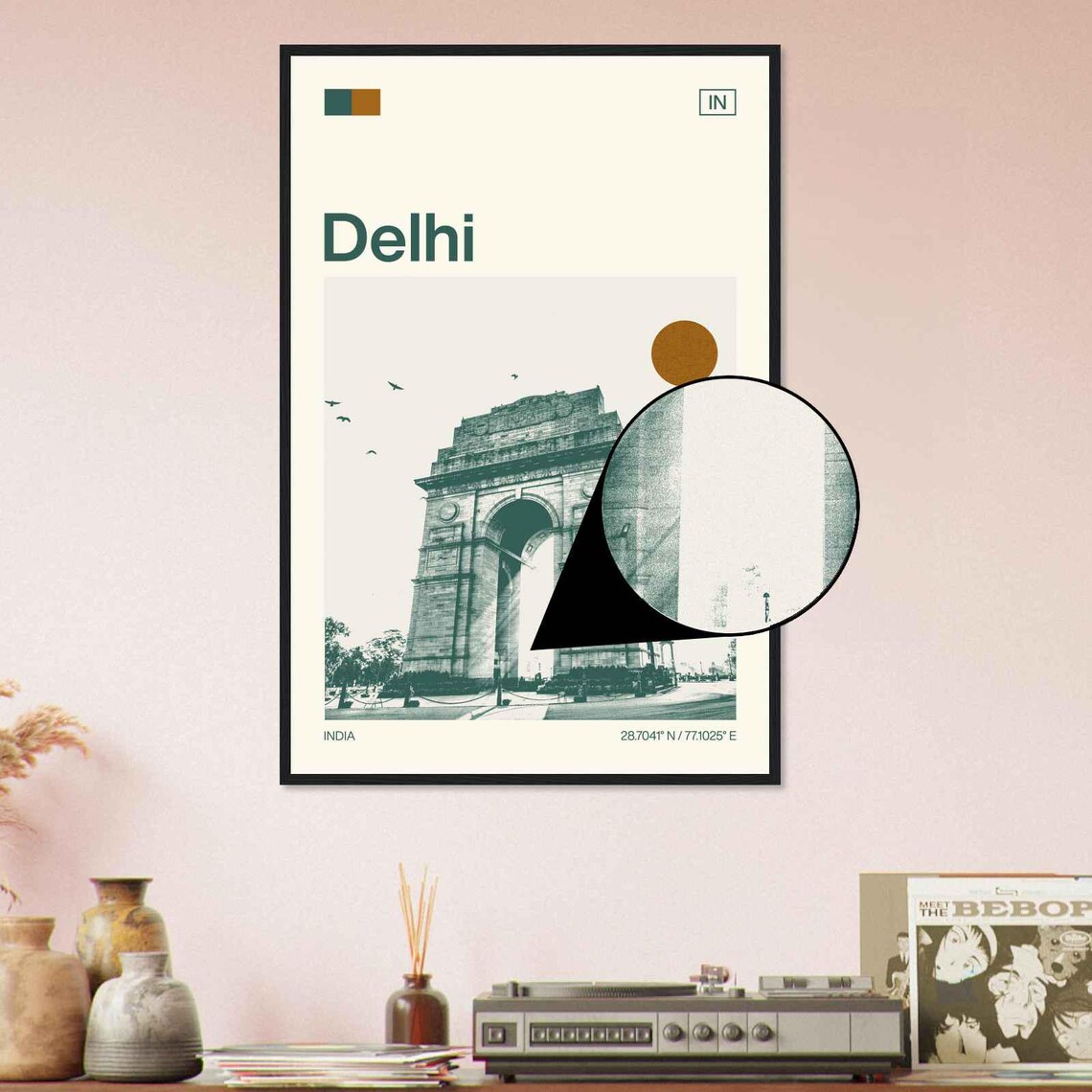 Delhi India Gate War Memorial Arch Birds Minimalist Travel Poster - Image 4