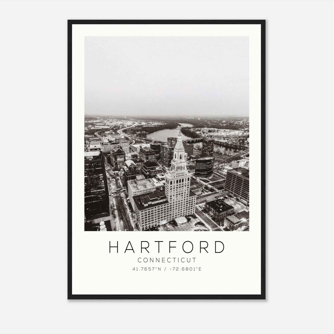 Hartford Connecticut Travelers Tower Skyline Aerial Photo Poster
