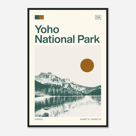 Yoho National Park Canada Minimalist Monochrome Mountain Lake Poster