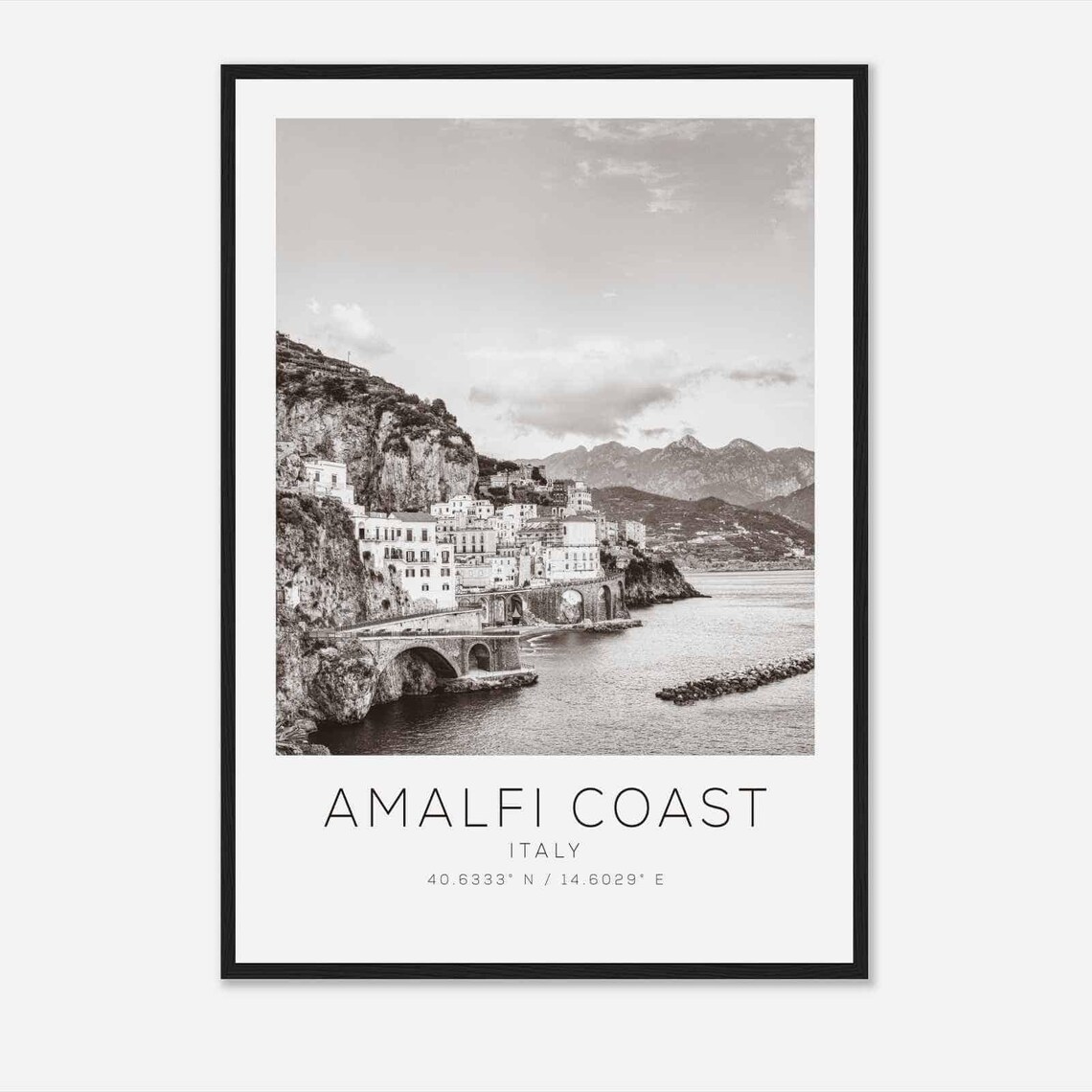 Amalfi Coast Italy Travel Photo Poster Bw Amalfi Coast Travel Print Minimalist Travel Poster Print Ds2