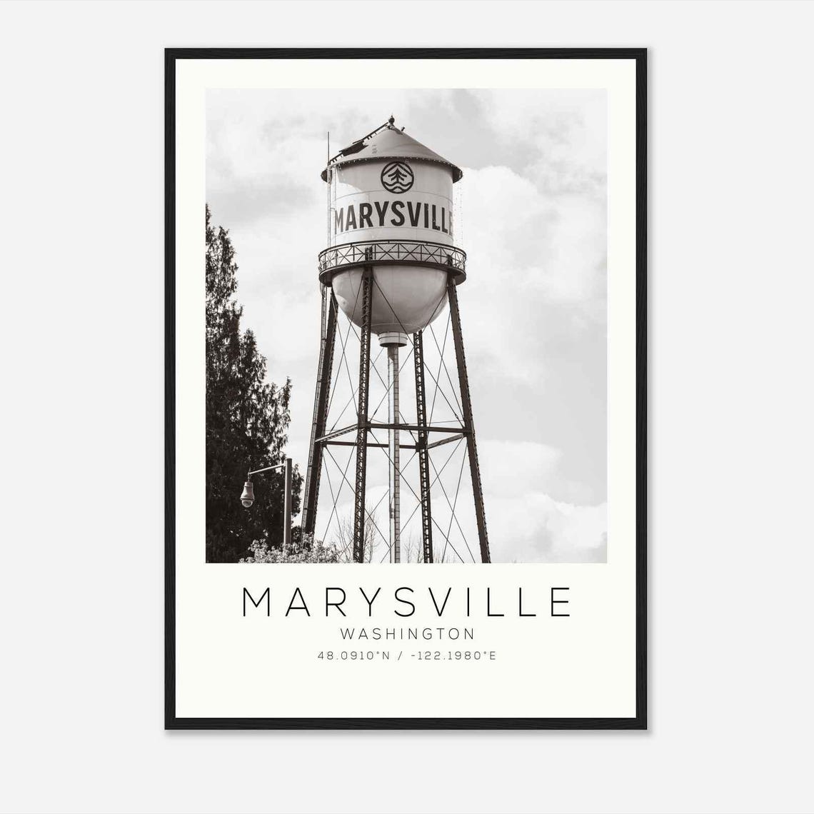 Marysville Washington Photo Travel Poster Marysville Travel Print Minimalist Travel Print
