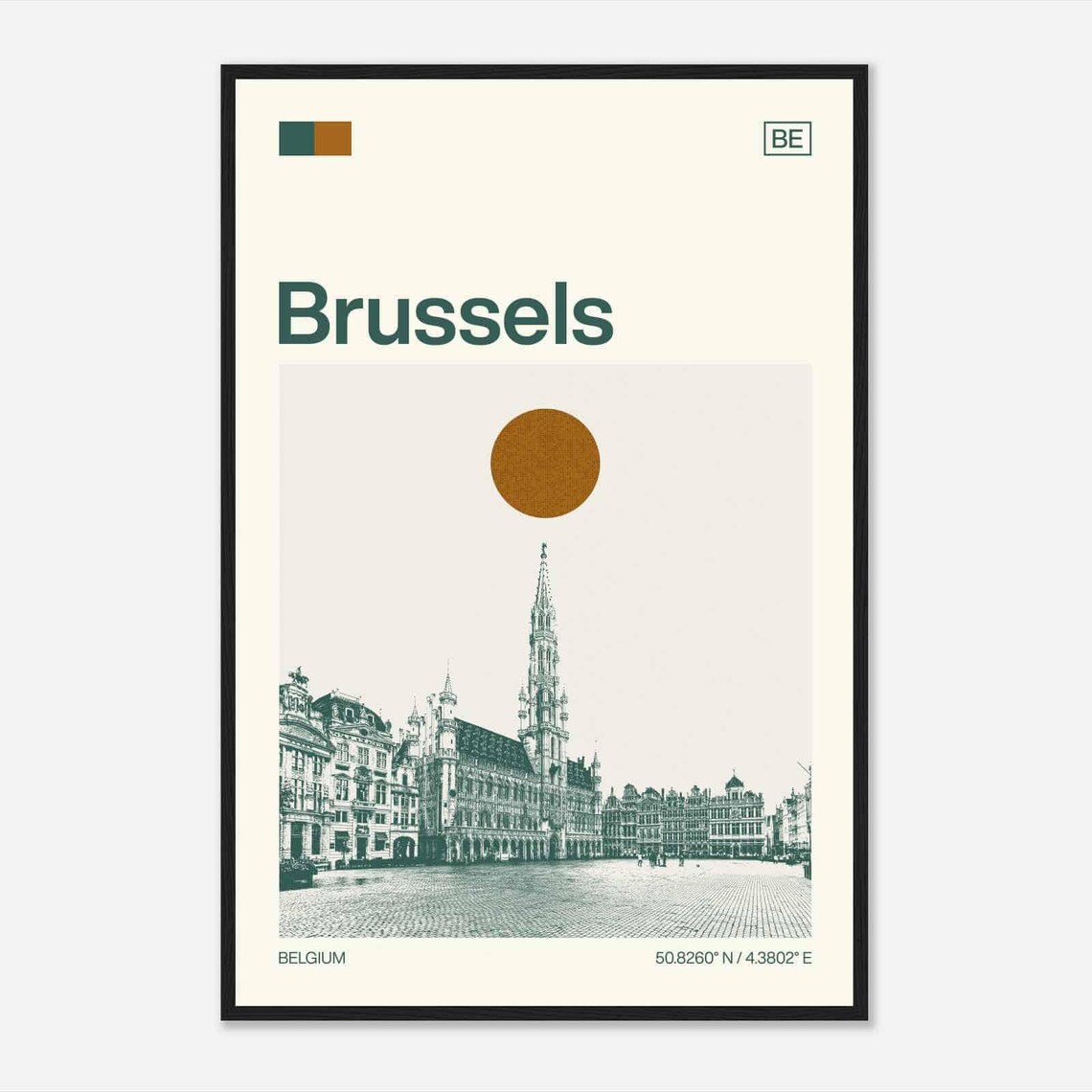 Brussels Belgium Grand Place Town Hall View Art Travel Poster