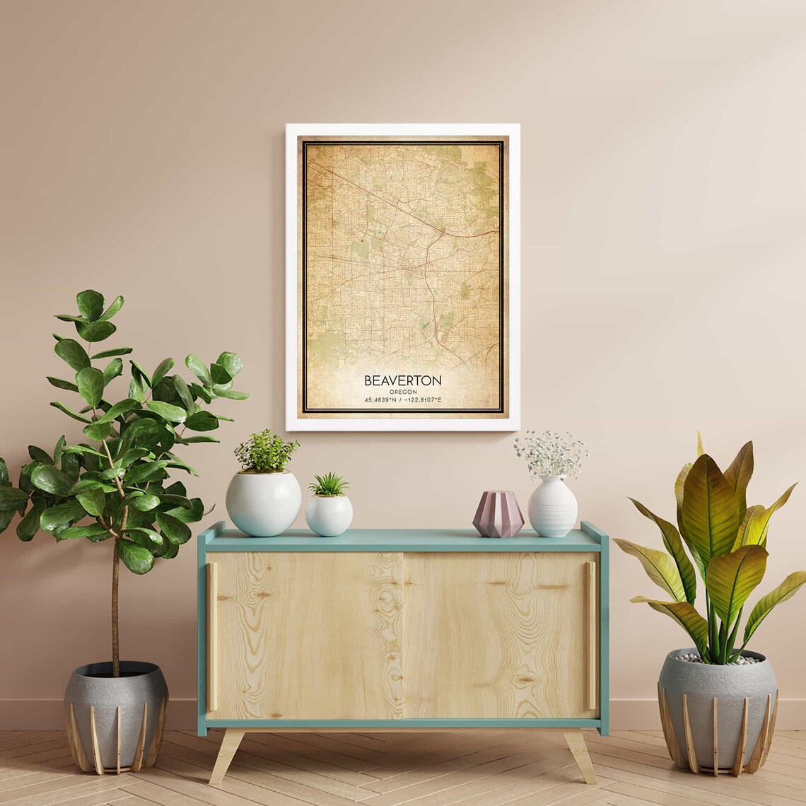 Beaverton Oregon Vintage City Street Map Home Decor Art Poster - Image 3