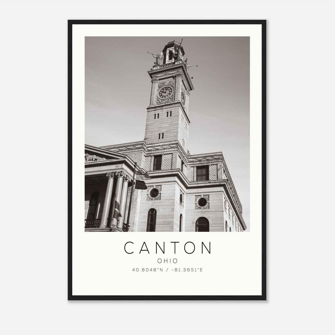 Canton Ohio Stark County Courthouse Clock Tower Photo Poster