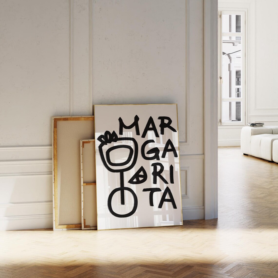 Margarita Cocktail Print Alcohol Bar Cart Decor Abstract Handdrawn Wall Art Minimal Kitchen