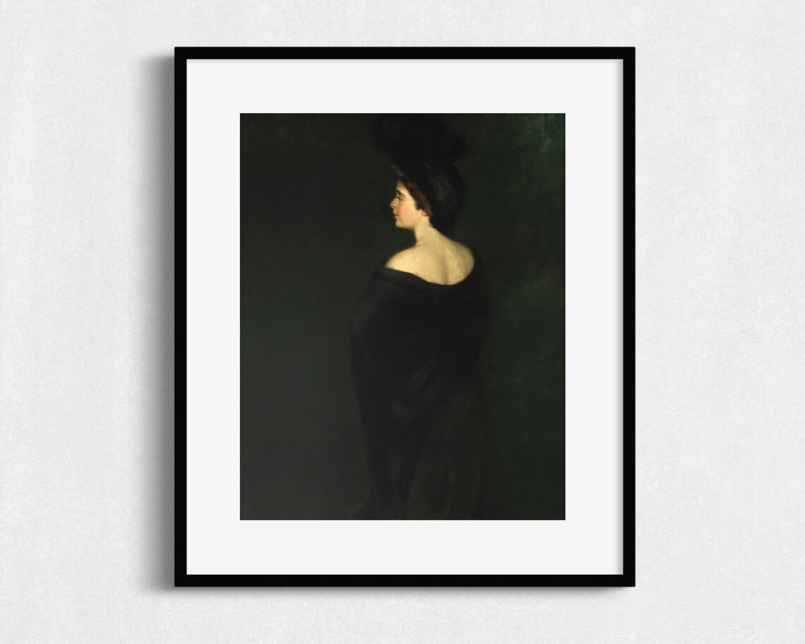 Alice In Black Vintage Portrait, Woman In Shadow Art Print - Image 2