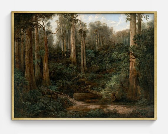 Vintage Forest Landscape Painting Art Antique Forest Painting Art
