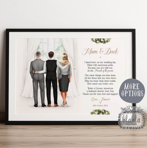 Personalised Parents Of The Groom Gift Custom Bride And Parents Portrait Art Mother Of The Groom Custom Custom Bridal Drawing