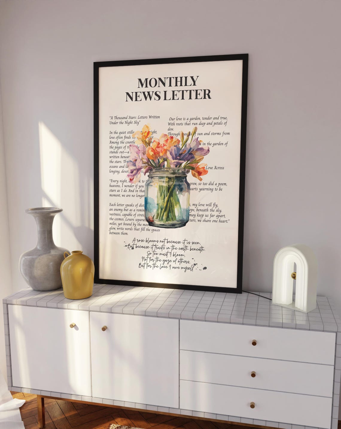 Monthly Newsletter Love Letter Watercolor Floral Romance Poster - Image 5