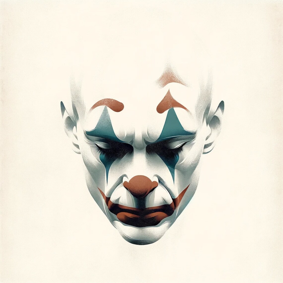 Melancholic Painted Clown Face Dark Circus Theatrical Portrait Poster